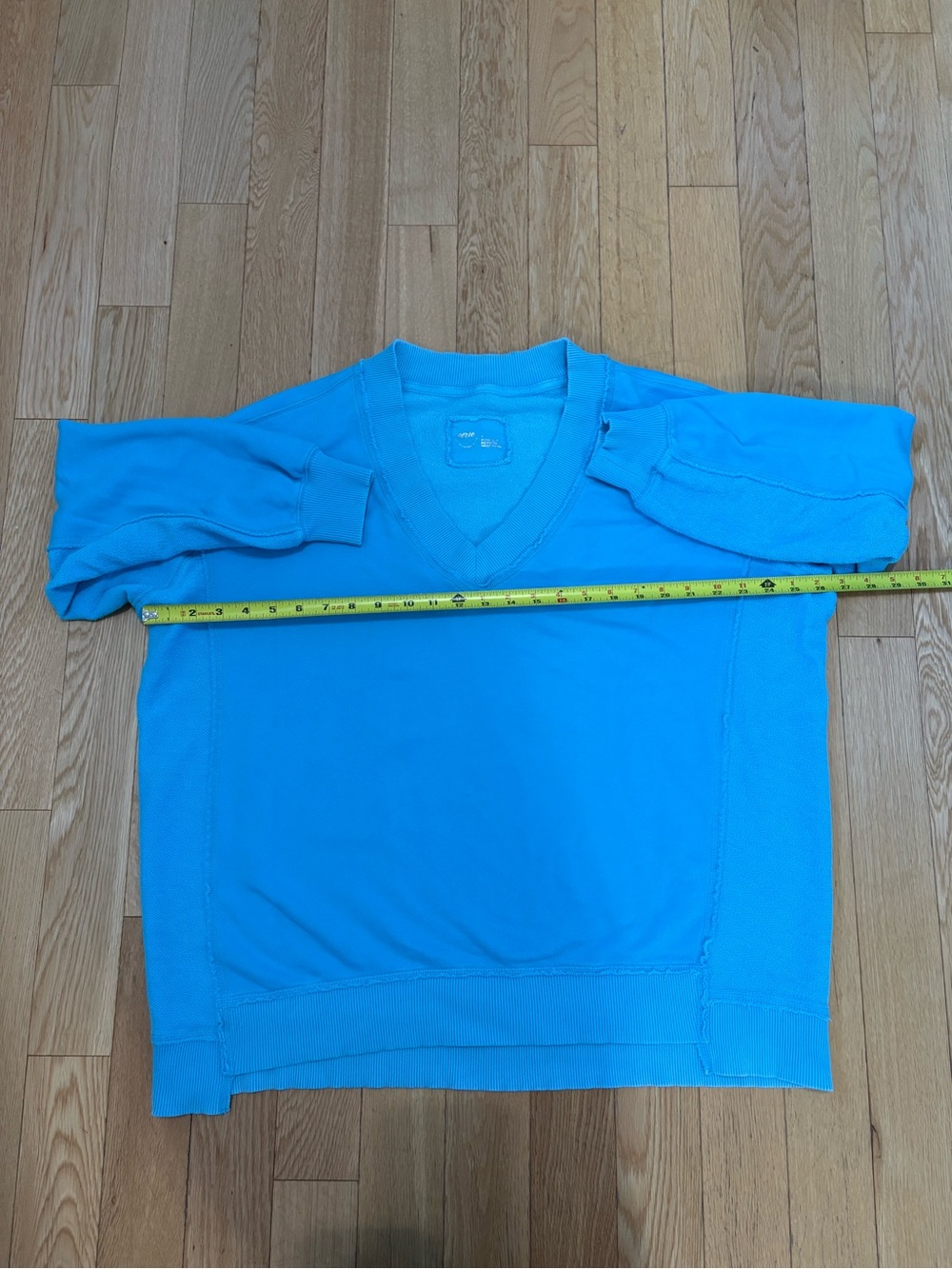 Aerie Vacay Every Day Oversized V Neck Sweatshirt French Terry Turquoise S - Picture 8 of 11